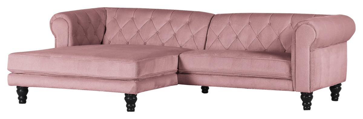 Ecksofa Jonte Rosa S: 160x260 cm - Dunkelbraun/Rosa, Design, Textil (160/260cm) - MID.YOU