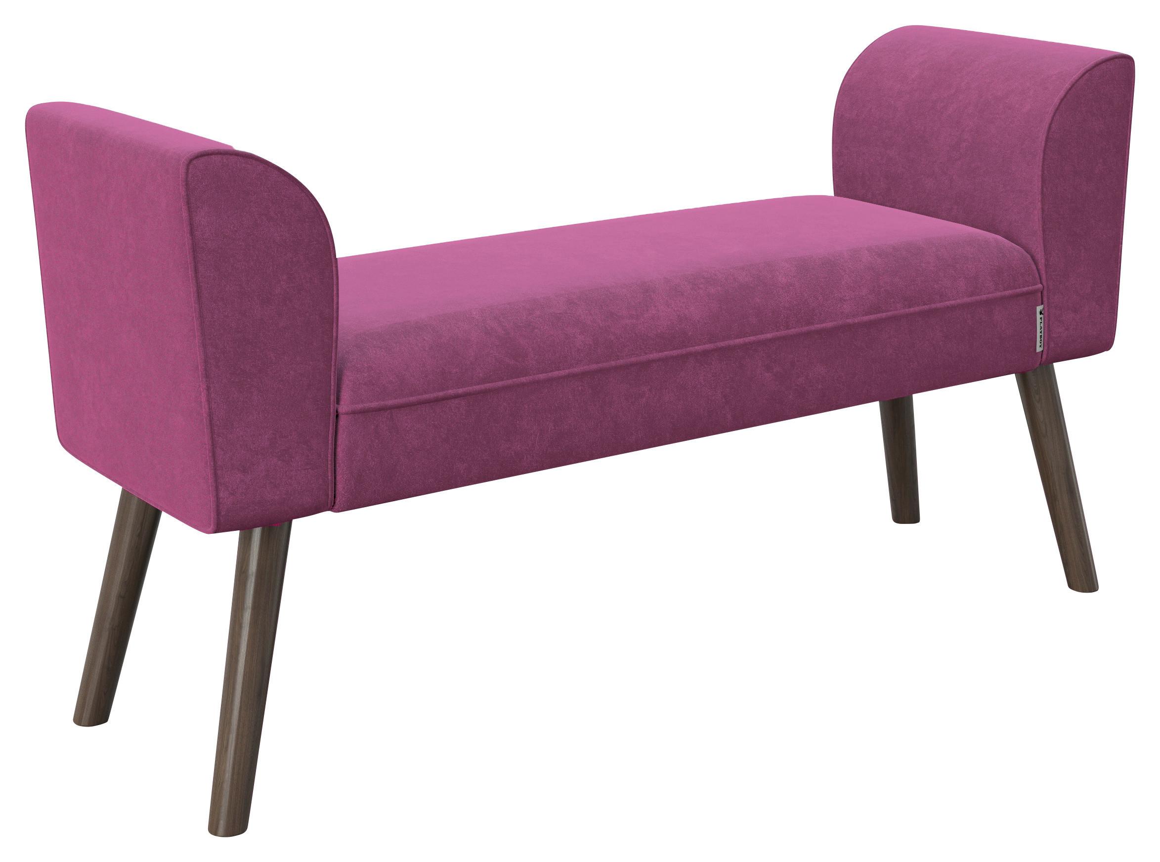 Hockerbank Tiffany Samt Lila B: 54,5 cm - Lila/Walnussfarben, MODERN, Textil (92,7/54,50/30cm) - Playboy