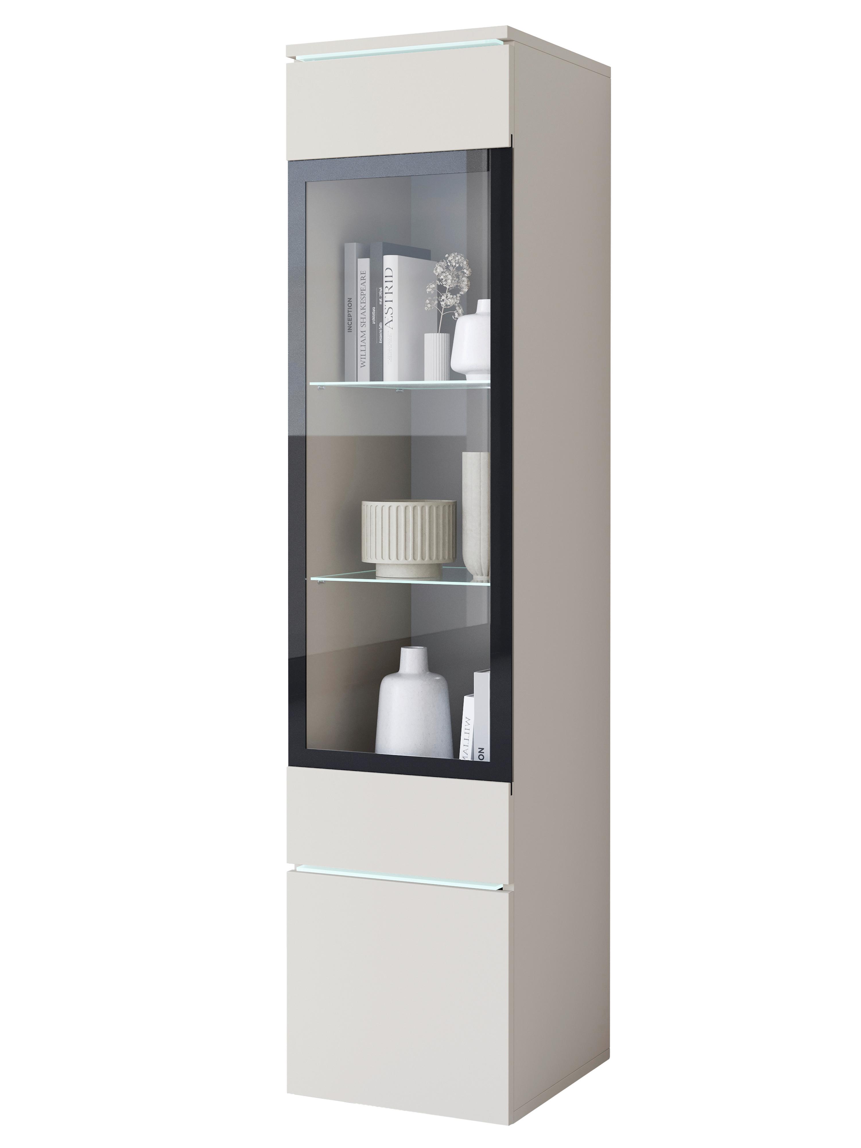 Vitrína Vera, béžová, š: 30 cm - šedá/kašmírová, Design, kompozitní dřevo/plast (30/130/33cm) - P & B
