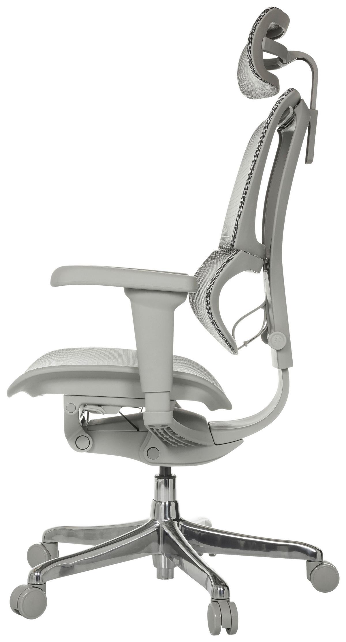 Drehstuhl Ergohuman Slim Ultra Grau B: 71 cm - Silberfarben/Grau, MODERN, Kunststoff/Textil (71/116 - 135/75cm) - MID.YOU