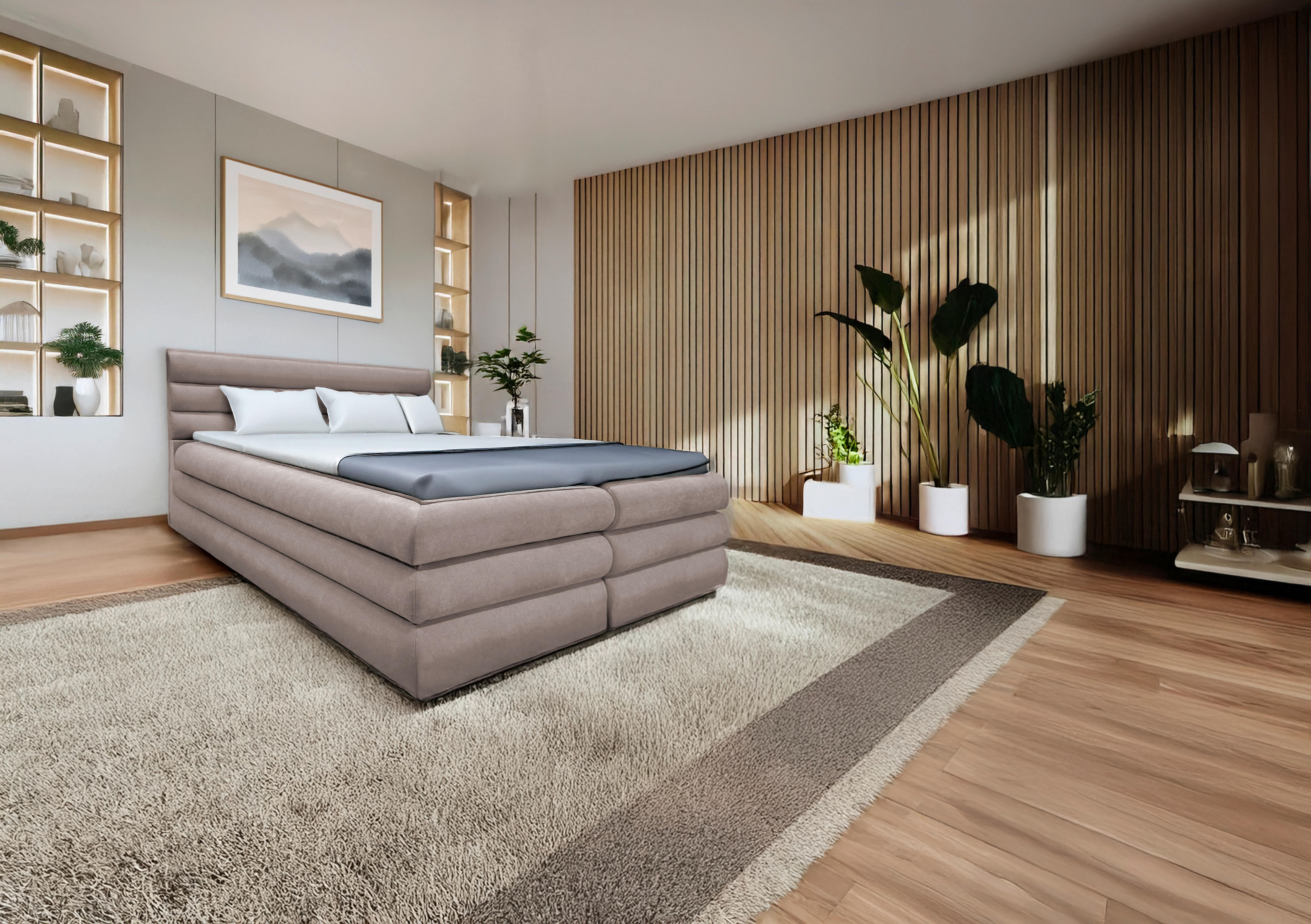 Boxbett Mit Bettkasten Allegro Beige 180x200 Cm - Beige, MODERN, Textil (180/200cm) - Livetastic