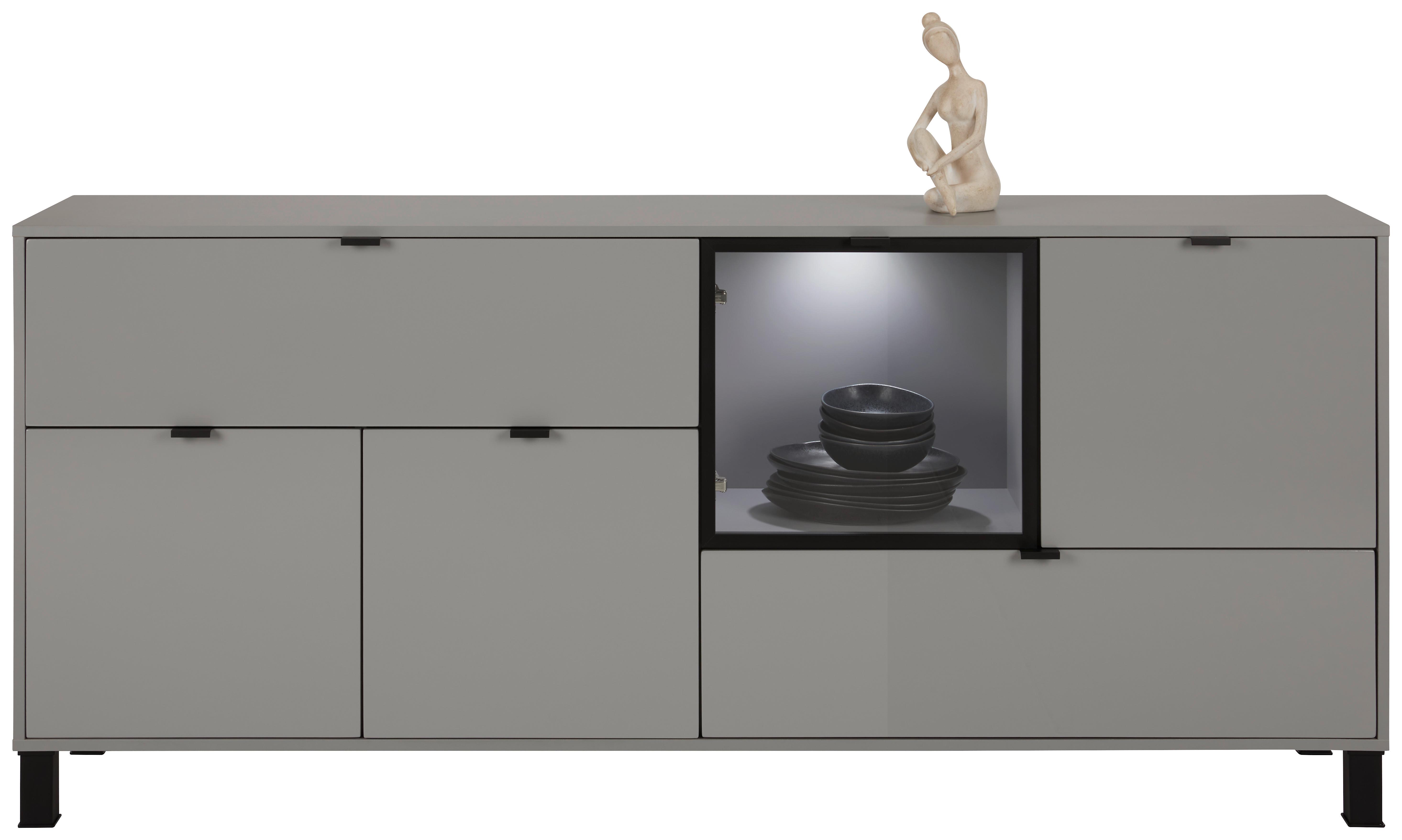 Sideboard Grid - černá, Moderní, kompozitní dřevo/plast (184/82/38cm) - Modern Living