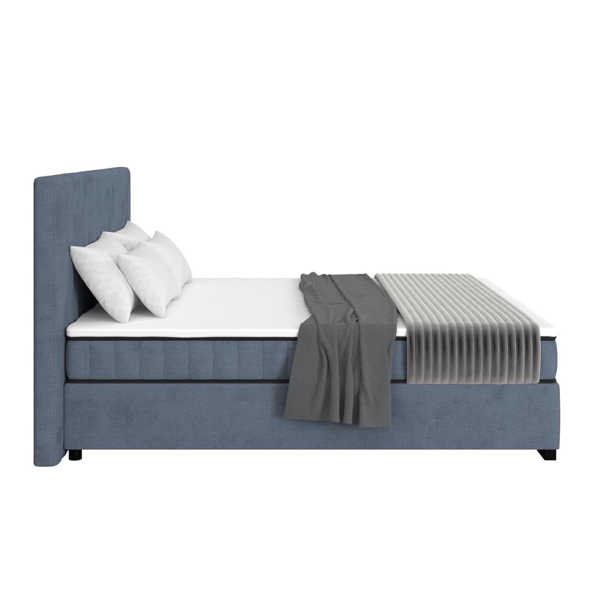Boxbett Maya inkl. Bettkasten Graublau 200x220 cm - Graublau/Schwarz, MODERN, Holz/Holzwerkstoff (200/220cm)