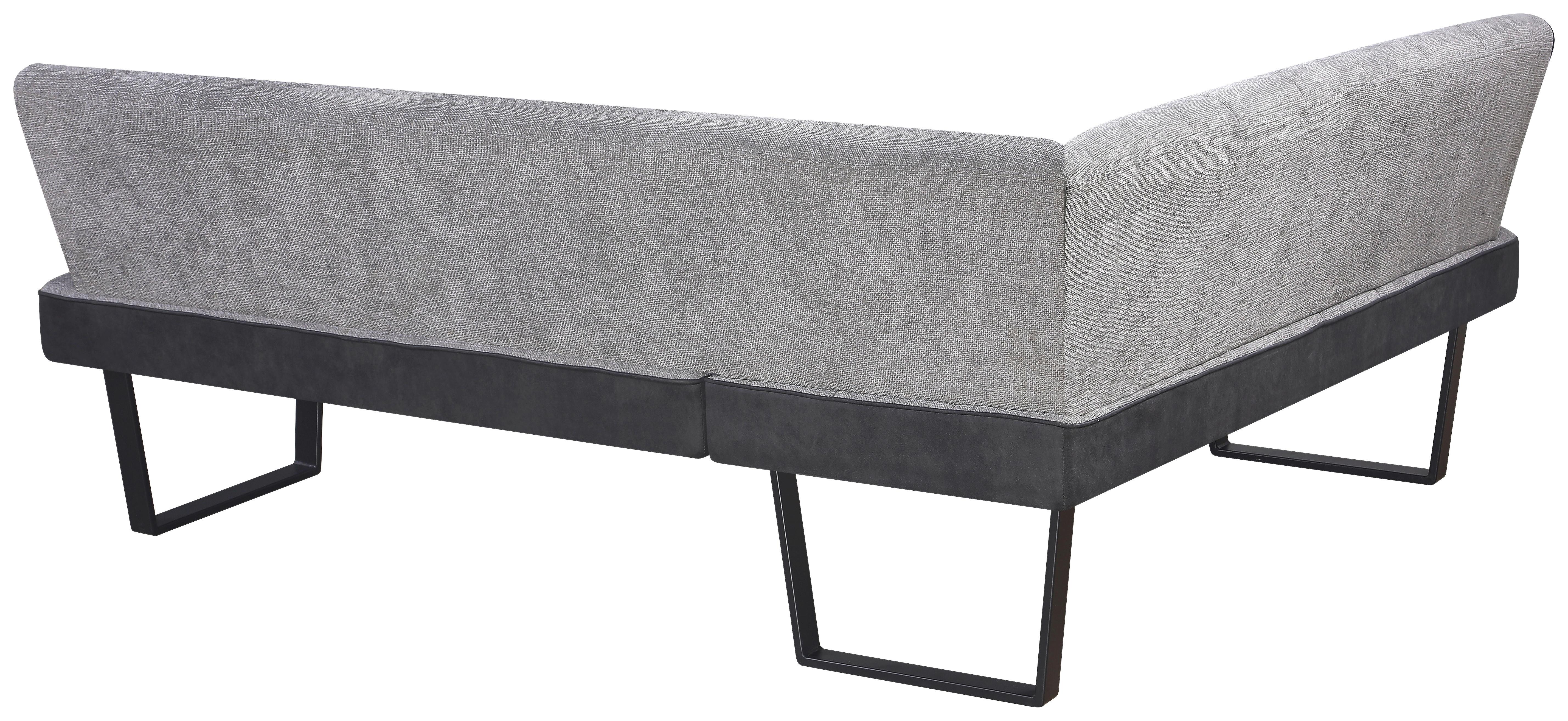 Eckbank Pag - Hellgrau/Schwarz, KONVENTIONELL, Textil/Metall (160/200cm) - MID.YOU