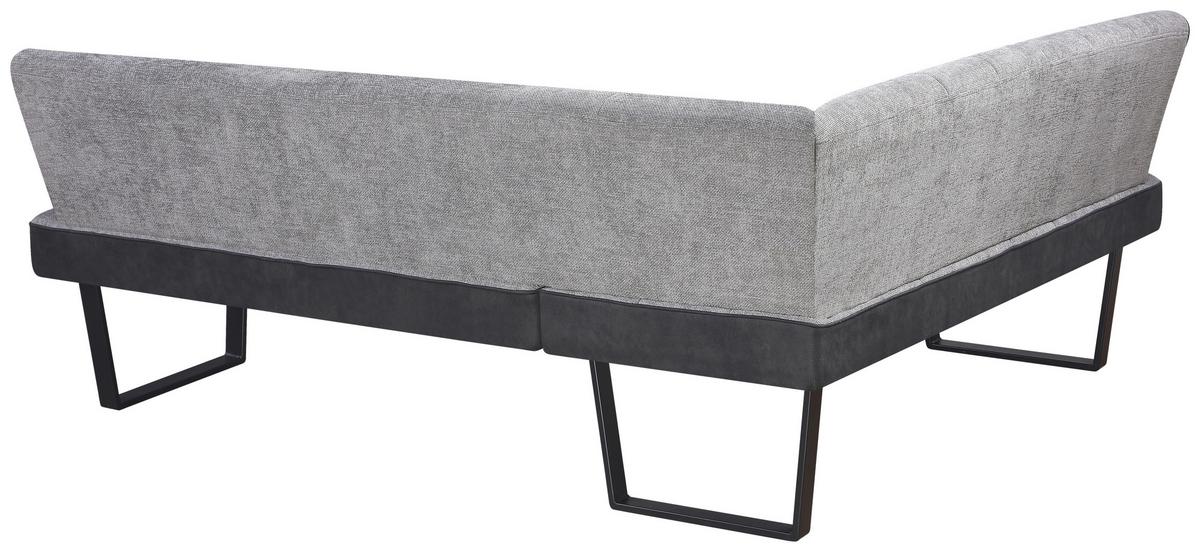 Eckbank Pag - Hellgrau/Schwarz, KONVENTIONELL, Textil/Metall (160/200cm) - MID.YOU