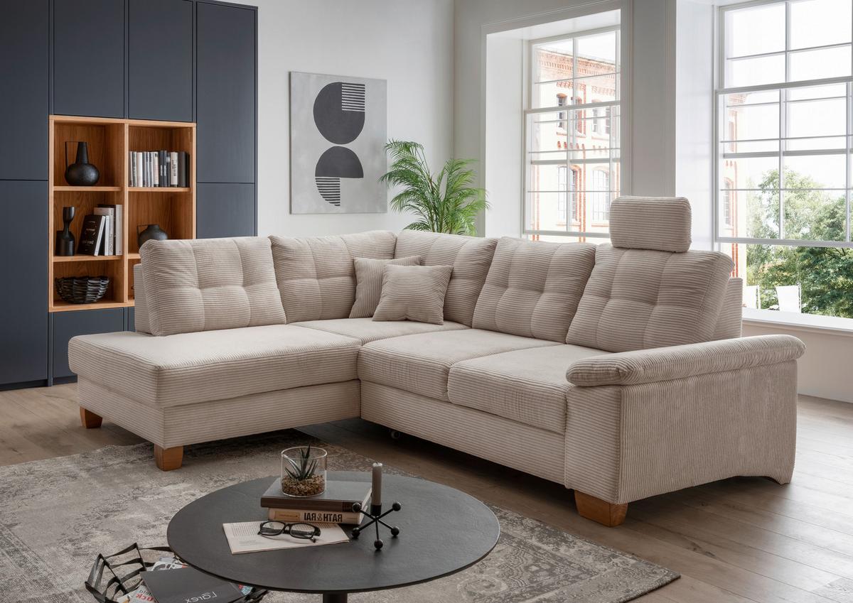 Ecksofa Brizzini, Beige S: 206x274 Cm - Beige/Naturfarben, MODERN, Textil (206/274cm) - Livetastic