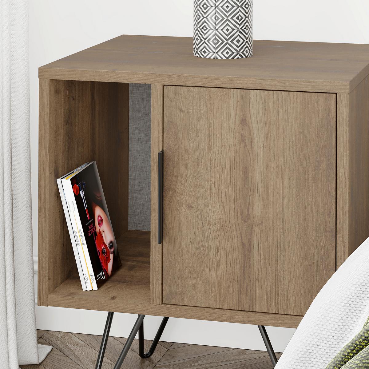 Nachtkästchen Glynn Eiche Dunkel B: 50 Cm - Eiche dunkel, Design, Holzwerkstoff/Metall (50/60/42cm) - Livetastic