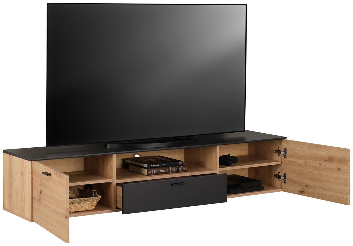 Tv-szekrény Tonale - Artisan tölgy/szürke, Modern, faalapú anyag (180/36/40cm)