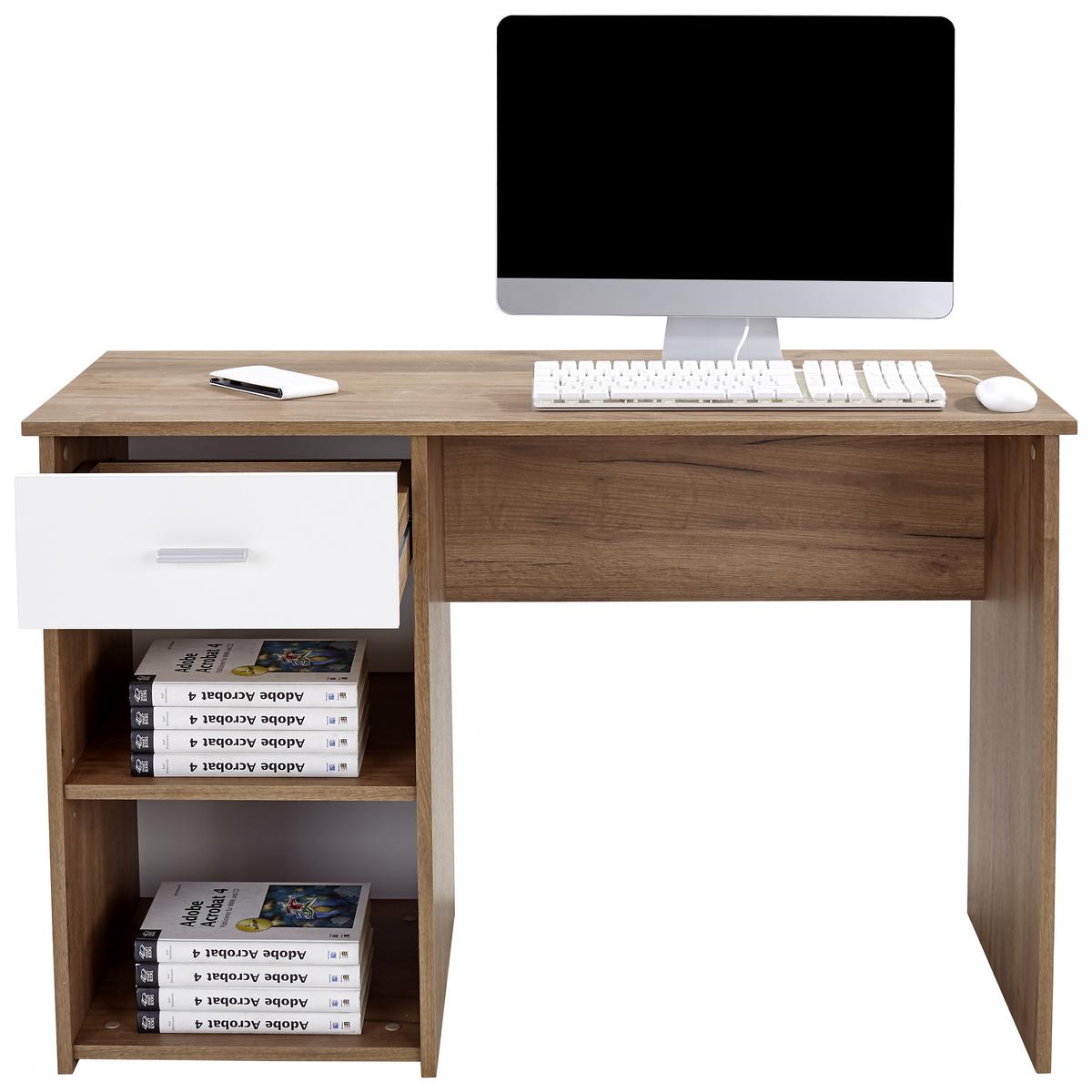 Schreibtisch mit Stauraum B 110 cm H 75cm Kubek 2, Eiche Dekor - Dunkelbraun, MODERN, Holzwerkstoff (110/75/50cm)