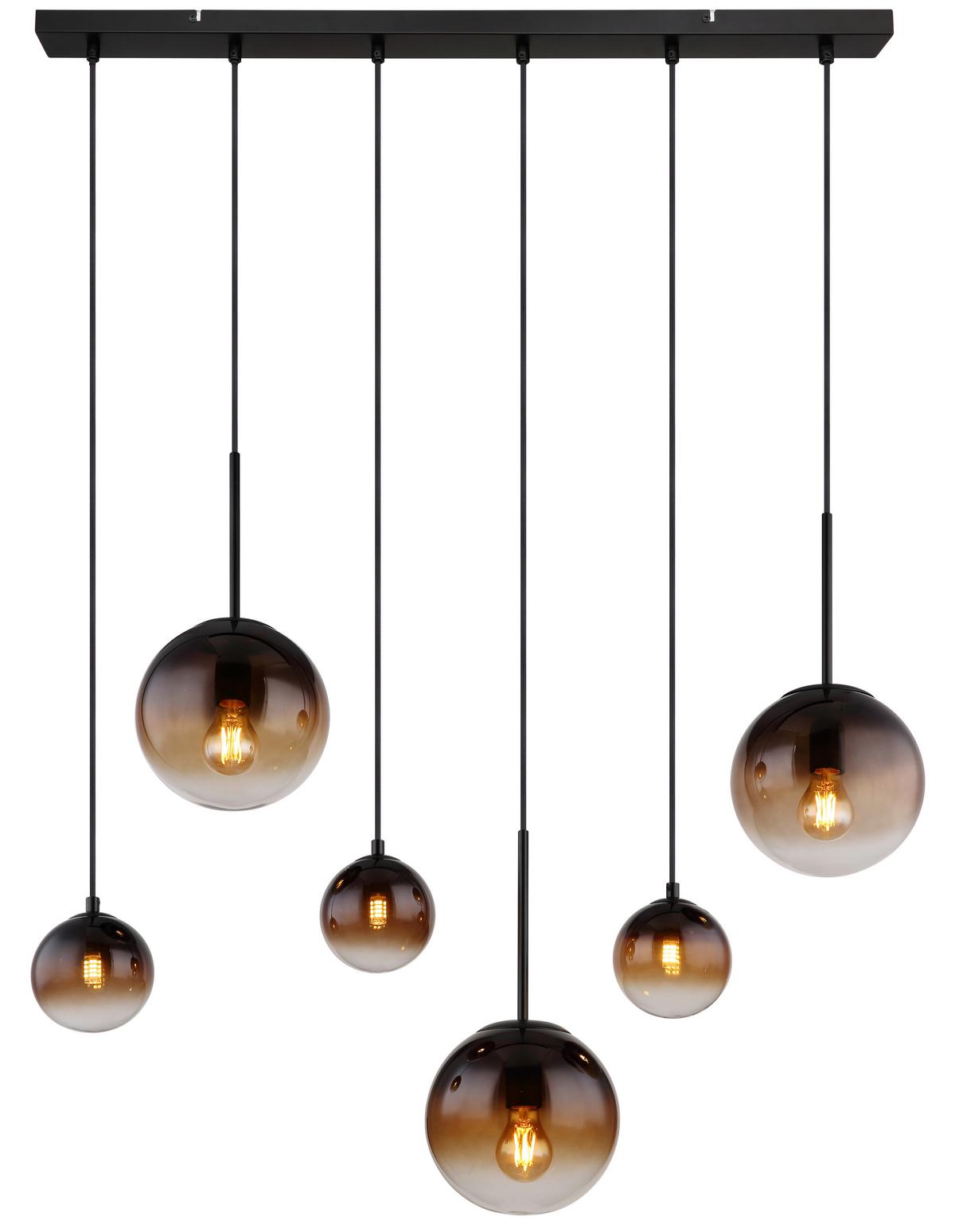 Hängeleuchte 15167-6 - Klar/Schwarz, Design, Glas/Metall (91/20/117cm) - Globo