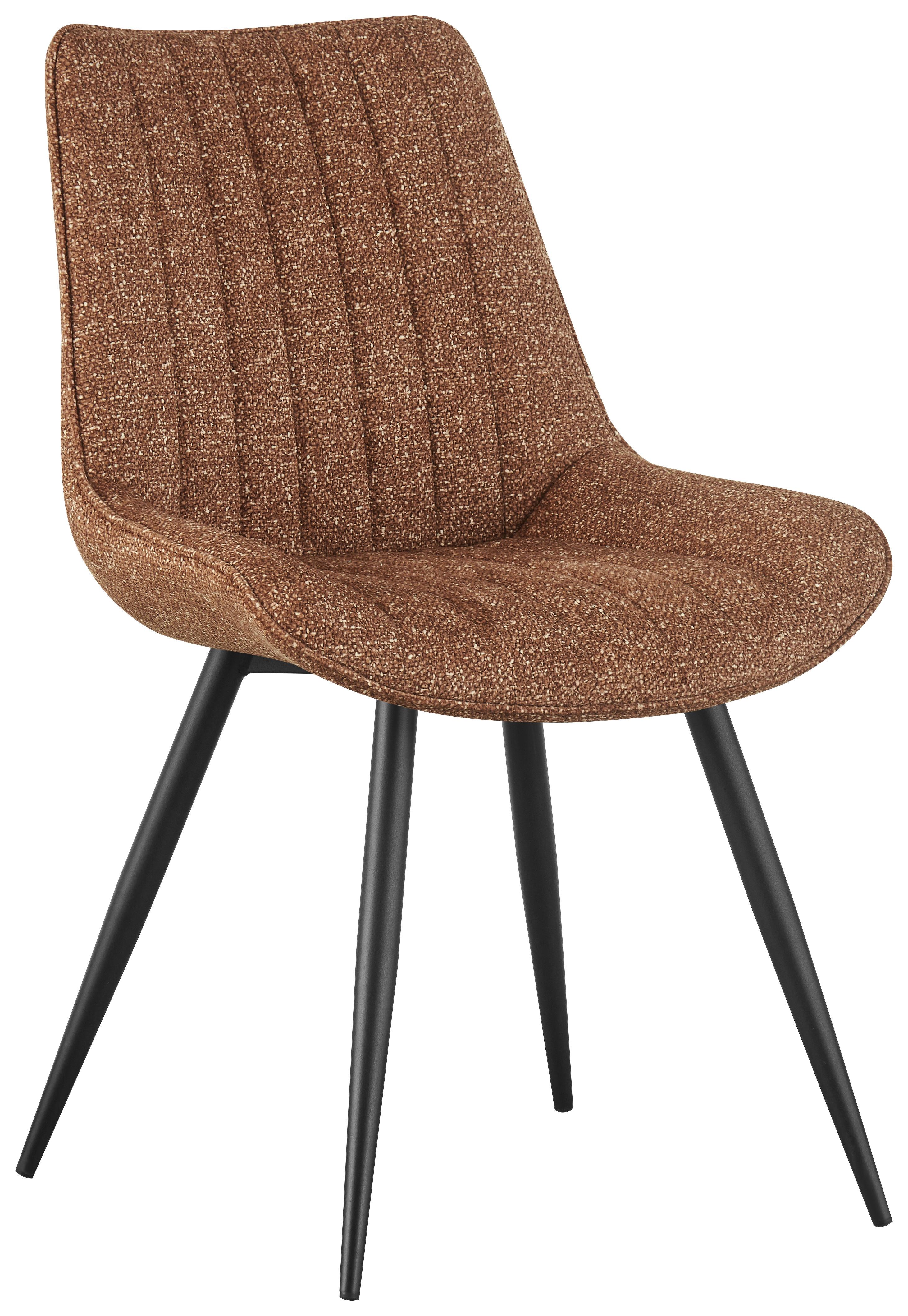 Vierfußstuhl Nikita Leinenoptik Braun, B: 54 cm - Schwarz/Braun, KONVENTIONELL, Holz/Textil (54/88/61,5cm) - MID.YOU