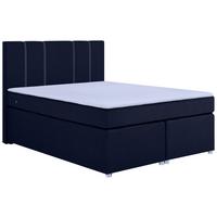 Boxspringbett Malta Mit Topper Blau, 140x200 Cm - Chromfarben/Blau, Basics, Holzwerkstoff/Textil (140/200cm) - P & B