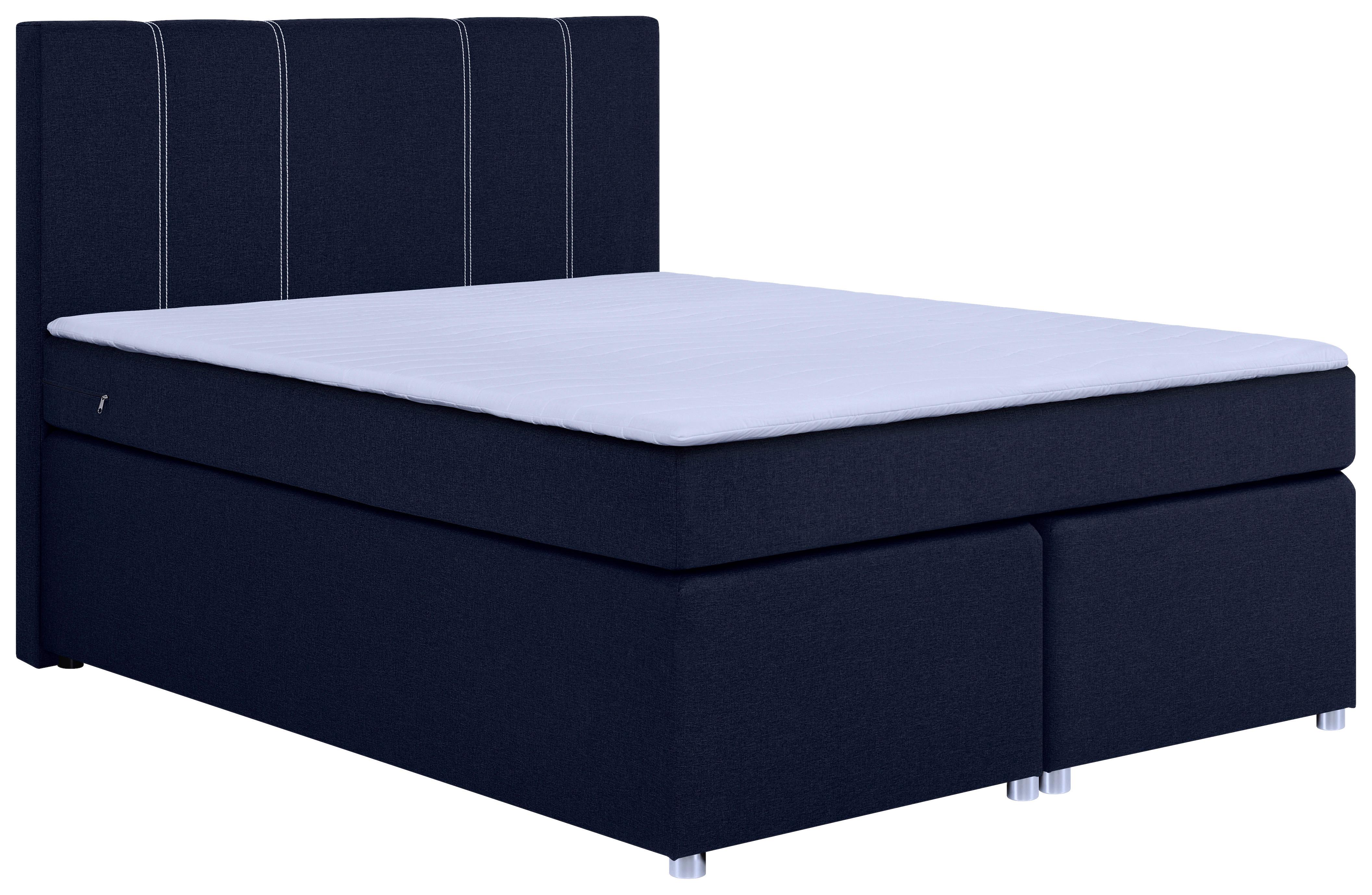 Boxspringbett Malta Mit Topper Blau, 140x200 Cm