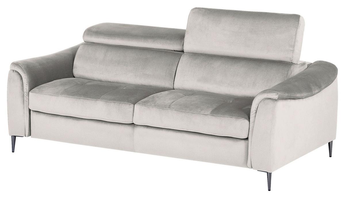 Schlafsofa Pafos Hellgrau B: 203 cm - Chromfarben/Hellgrau, Design, Textil (203/77-98/103cm) - MID.YOU
