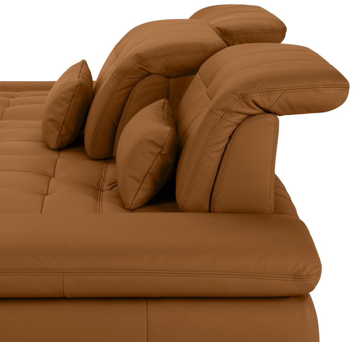 Rohová sedačka SANFINO, ľavá, tmavooranžová pravá koža - tmavooranžová/chrómová, Konventionell, kov/koža (199/79-96/305cm) - Premium Living