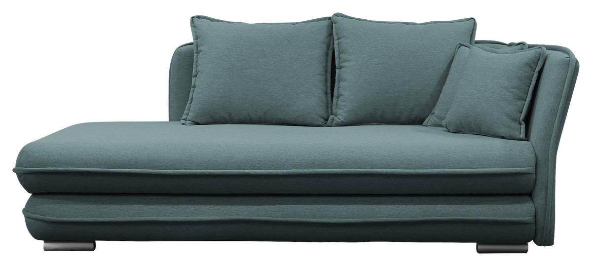 Relaxliege Latte L: 224 cm Petrol mit Bettkasten - Silberfarben/Petrol, Design, Textil (224/84/99/107cm) - MID.YOU