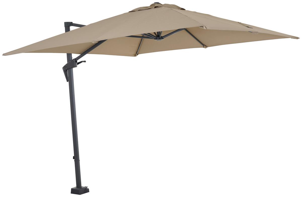 Ampelschirm Bl: 300x300 cm Mit Schirmständer Anthrazit/Taupe - Taupe/Anthrazit, MODERN, Textil/Metall (250/250cm) - Siena Garden