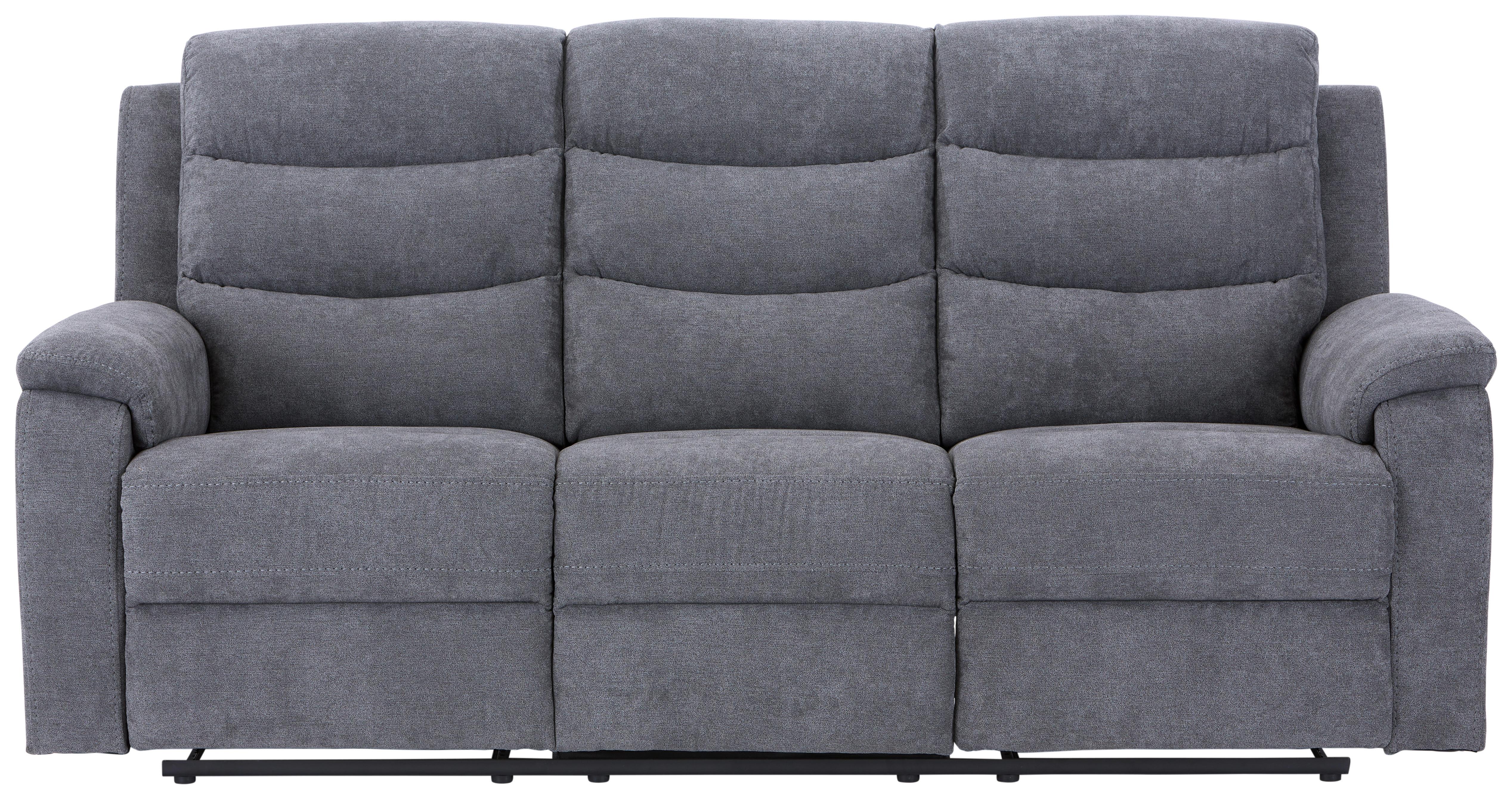 3-Sitzer-Sofa + Relaxfunktion Manchester Grau - Schwarz/Grau, KONVENTIONELL, Holz/Textil (208/102/93cm) - Ondega