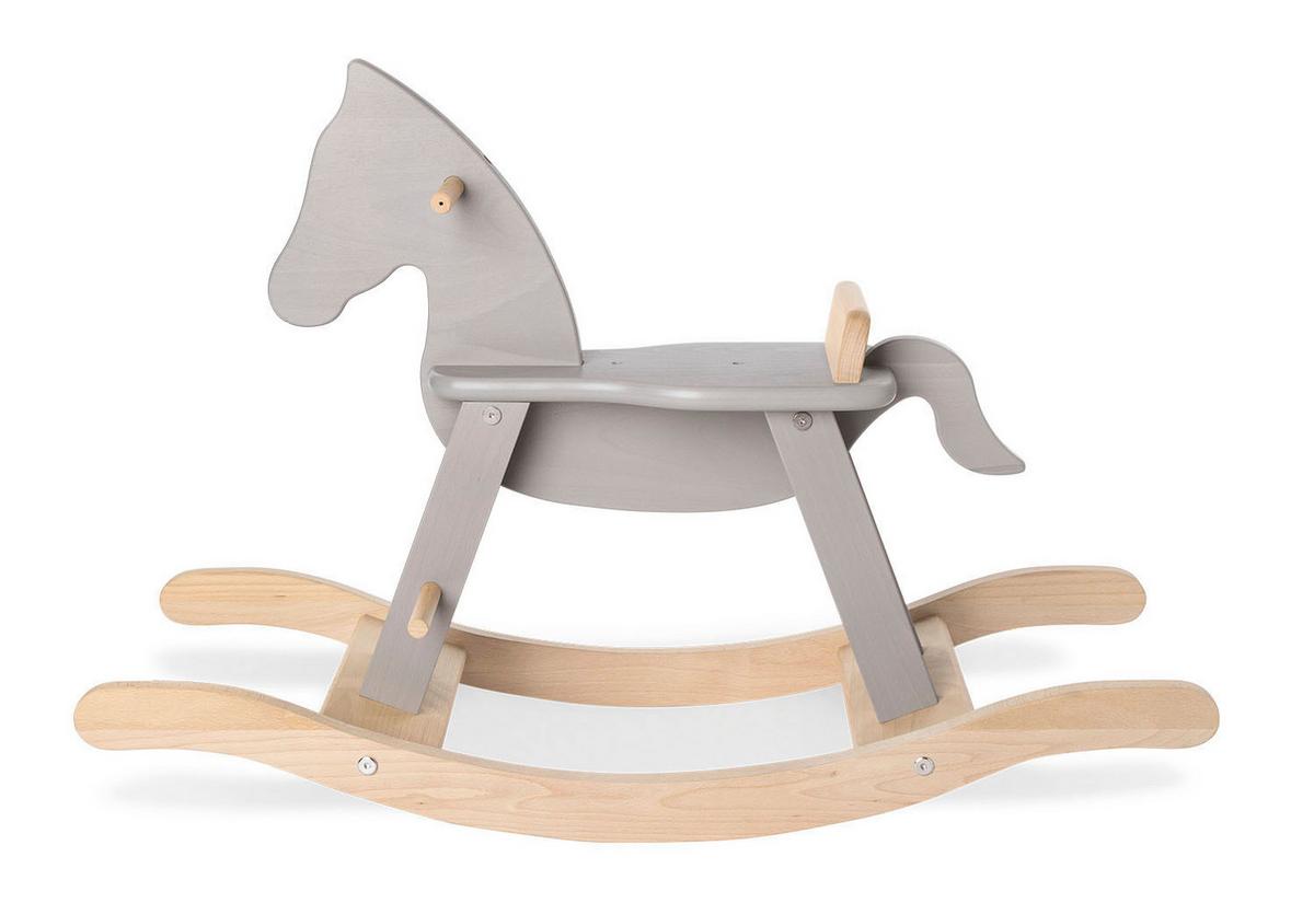 Schaukelpferd Pinolino mit Ring - Hellgrau/Naturfarben, Basics, Holz (86/31/58cm) - Pinolino