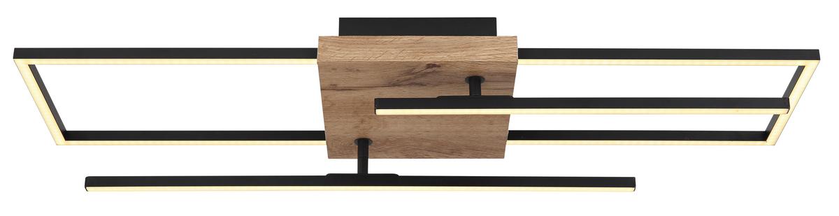 Led-deckenleuchte 67276-24 - Dunkelbraun/Opal, Design, Holzwerkstoff/Kunststoff (80/20/11,5cm) - Globo