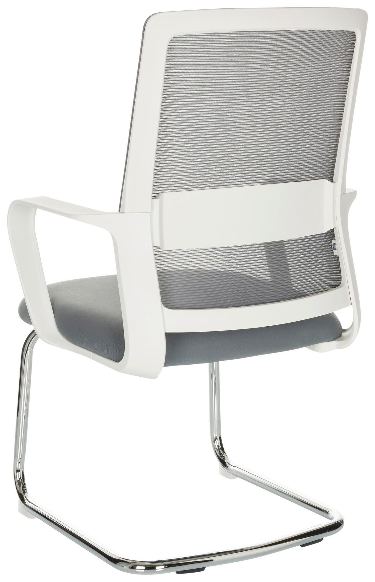 Besucherstuhl Visiter W - Silberfarben/Weiß, Basics, Kunststoff/Textil (60/97-98/60cm) - MID.YOU