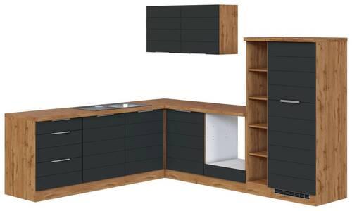 Eckküche Florenz ohne Geräte 240x270 cm Grau/Eichefarben - Eiche Wotan/Grau, Design, Holzwerkstoff (240/270cm) - Held