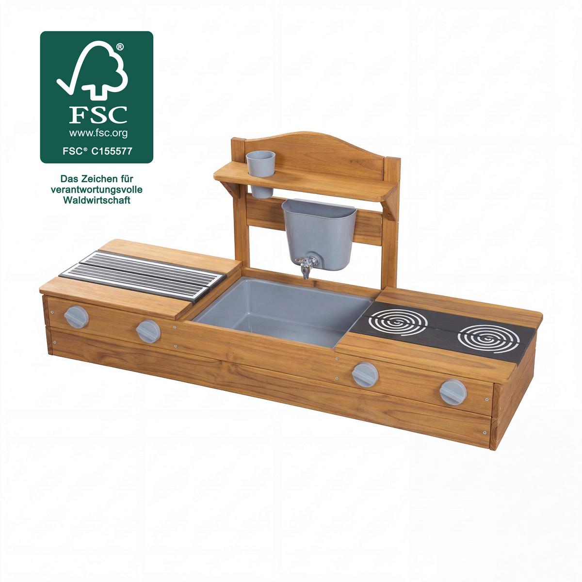 Balkonsandkasten natur - Teakfarben, Basics, Holz/Kunststoff (116/54/37cm)
