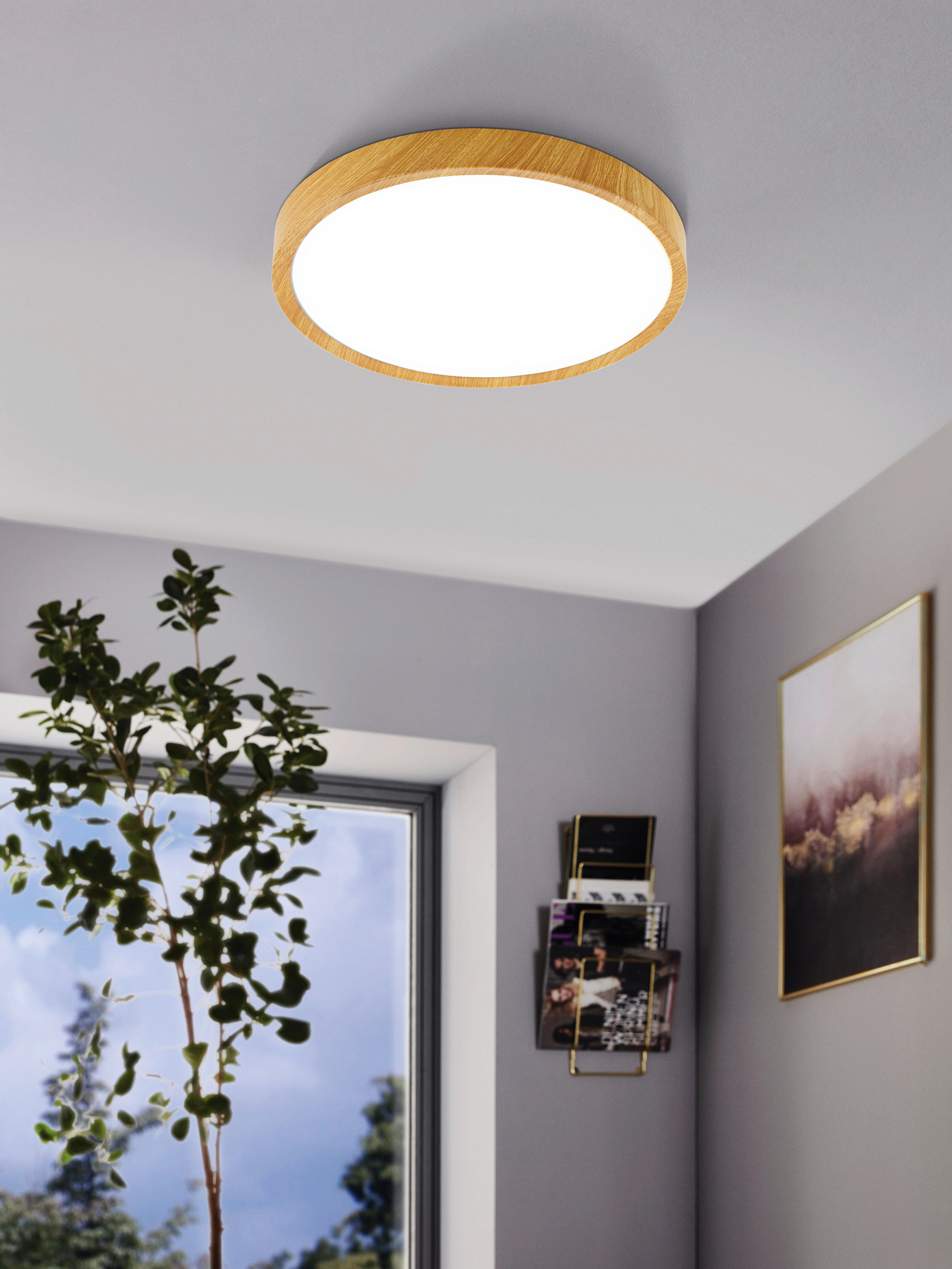 LED-Deckenleuchte Musurita Ø 44 cm, Rund - Naturfarben/Weiß, Natur, Kunststoff/Metall (44/7,5cm) - Eglo
