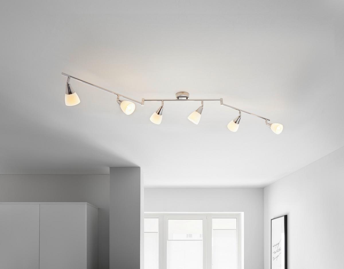 Strahler 6-flammig Verstellbar L: 145 Cm - KONVENTIONELL, Glas/Metall (145/19,5/5cm) - Globo