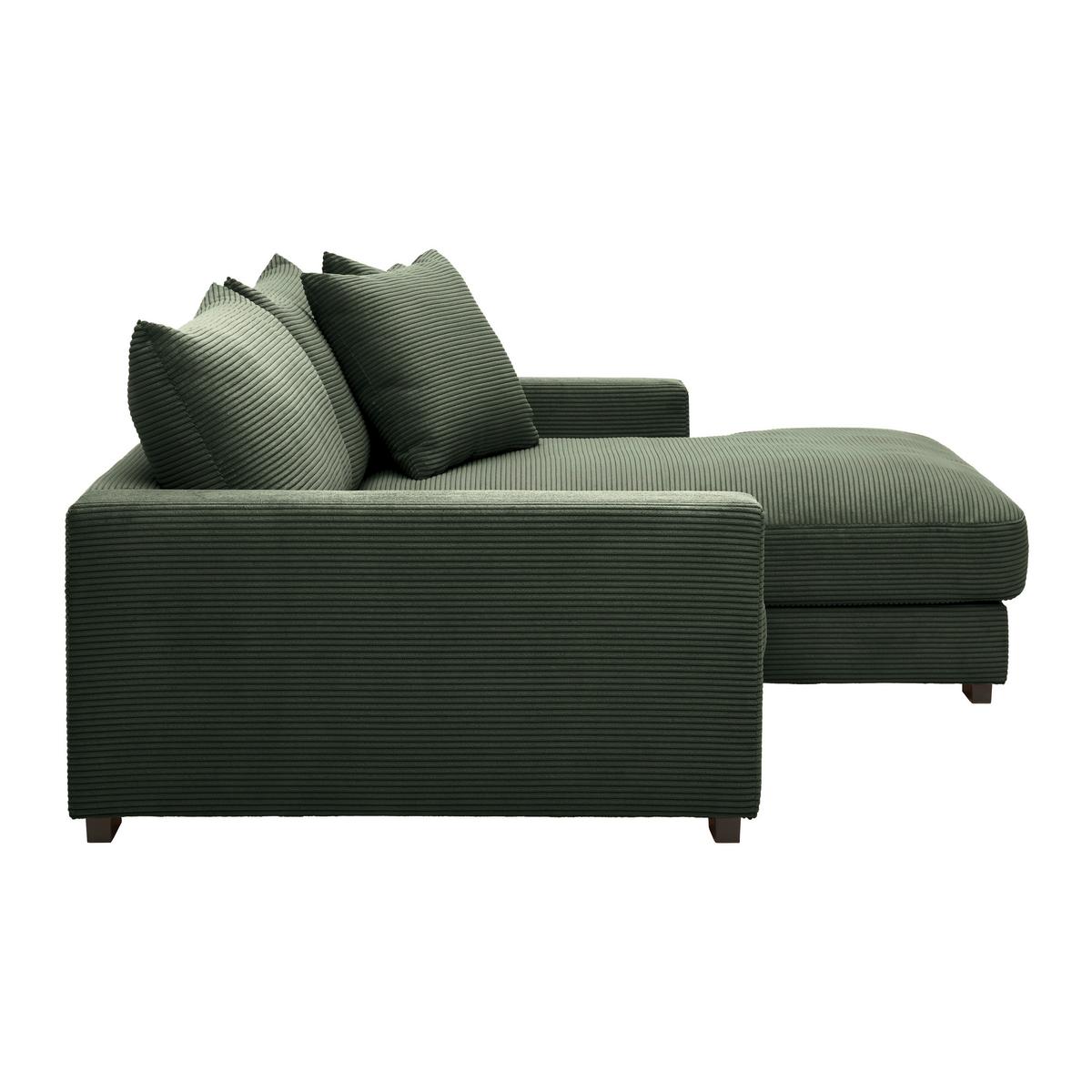 Rohová sedačka PEDRO, pravá, tmavě zelený manšestr - tmavě zelená, Moderní, textil (265/180cm) - Mömax