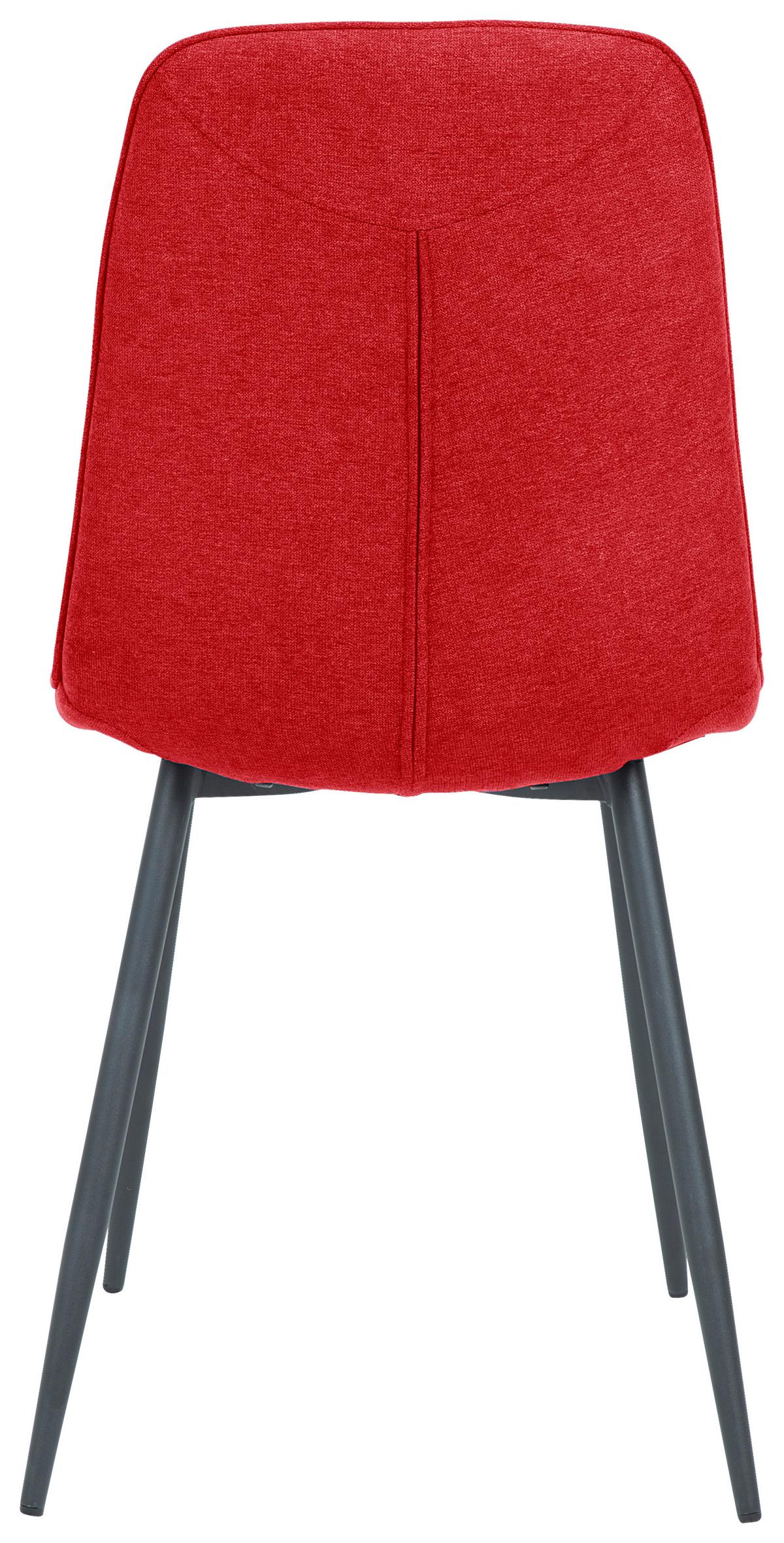 Esszimmerstuhl Lago Rot Echtholz Beine 2er-Set - Rot/Schwarz, MODERN, Holz/Textil (47/87/58cm) - P & B