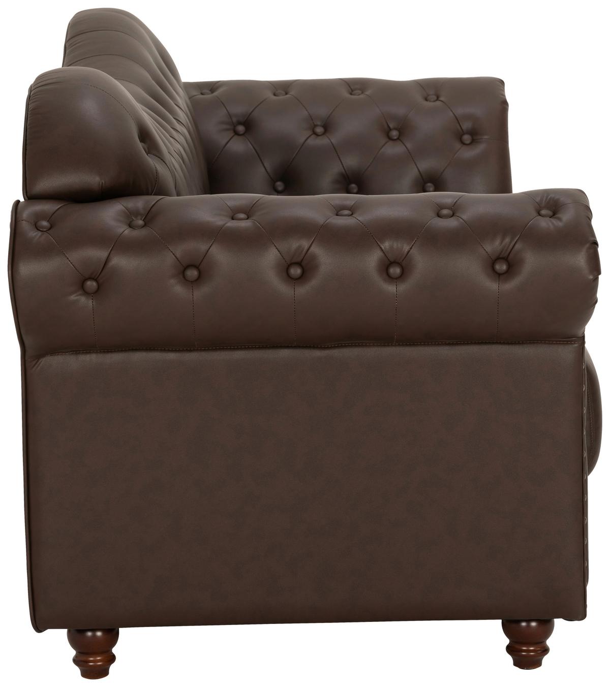 Chesterfield-sofa Christel Braun 3-Sitzer B: 208 Cm - Dunkelbraun/Braun, KONVENTIONELL, Textil (208/94/90cm) - Livetastic