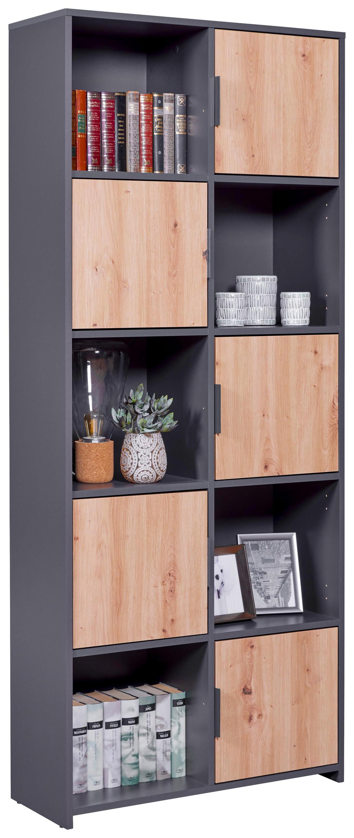 Regal Pepeto 5t - Anthrazit/Eiche Artisan, Design, Holzwerkstoff (77/185/30cm) - Livetastic