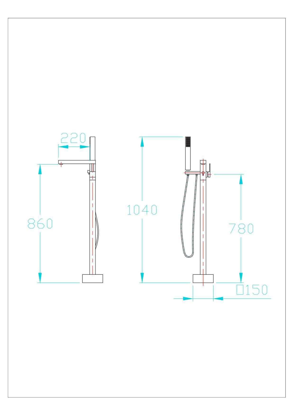 Badewannenarmatur Stand-Armatur Gent Eckig - Chromfarben, KONVENTIONELL, Metall (29,5/104/15cm) - Sanotechnik
