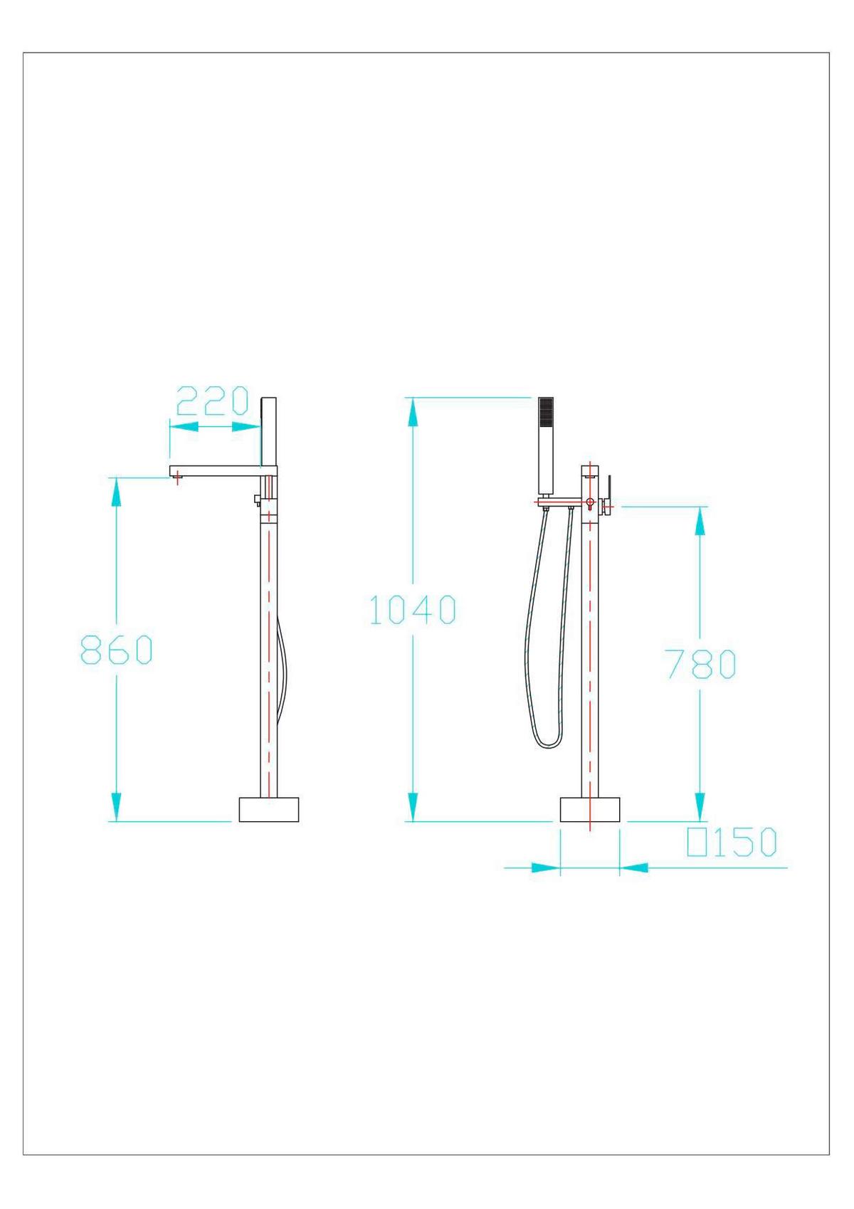 Badewannenarmatur Stand-Armatur Gent Eckig - Chromfarben, KONVENTIONELL, Metall (29,5/104/15cm) - Sanotechnik