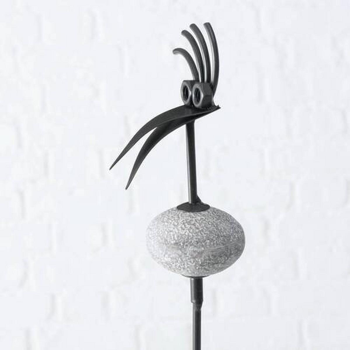 Gartenstecker Vogel L: 7,5 Cm Metall - Schwarz/Grau, Basics, Metall (7,5/4/100cm)