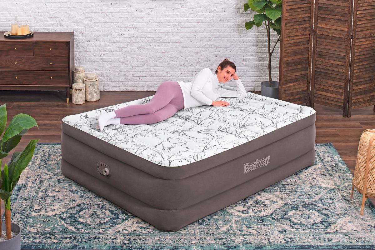 Luftbett Daniel 203x152x56 Cm Bis 300kg, Inkl. Pumpe - Braun/Grau, KONVENTIONELL, Kunststoff/Metall (203/152/56cm) - Bestway
