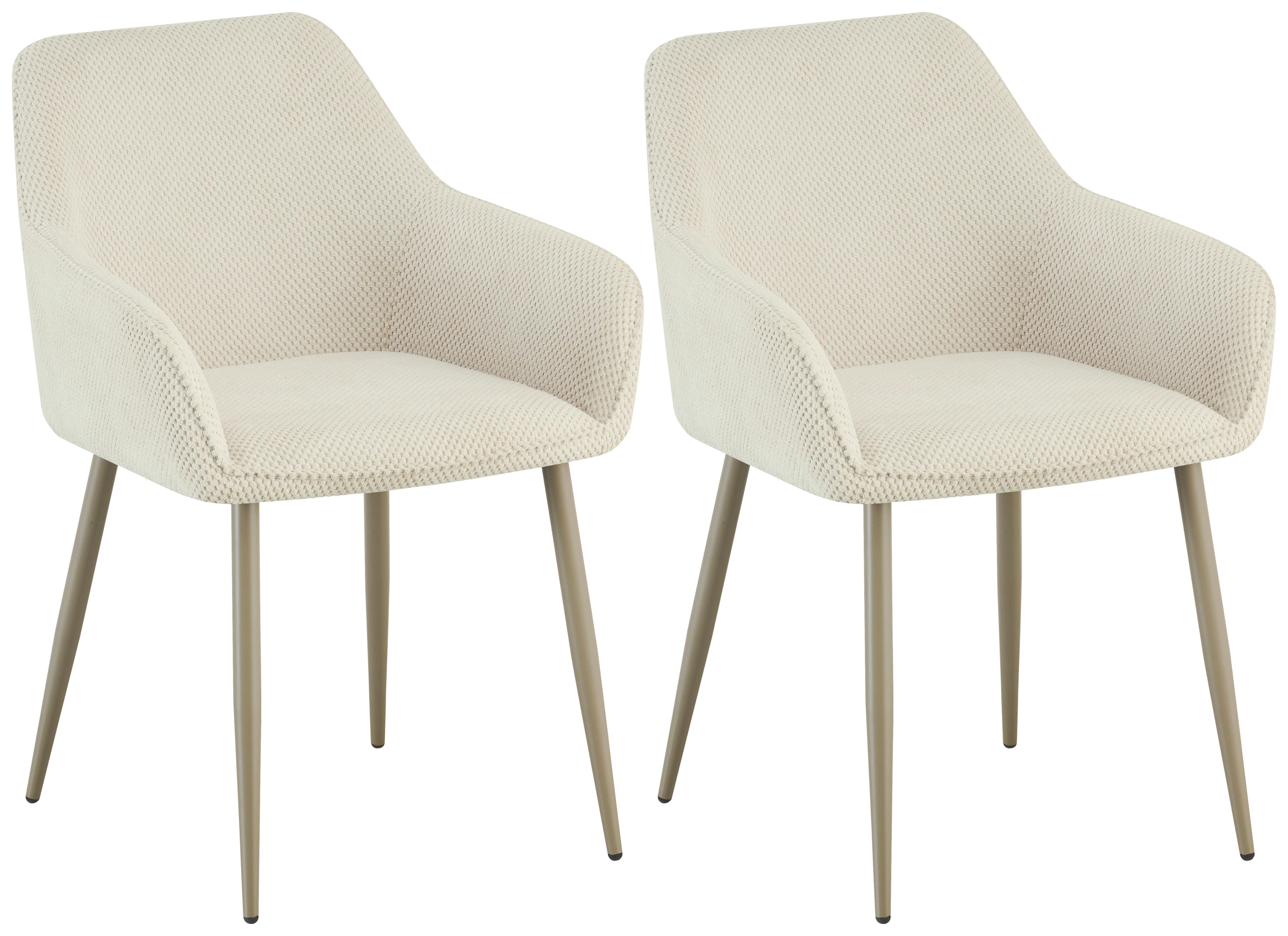 Armlehnstuhl Cora Webstoff Beige, B: 56 Cm - Beige, KONVENTIONELL, Textil/Metall (56/81/61cm) - MID.YOU