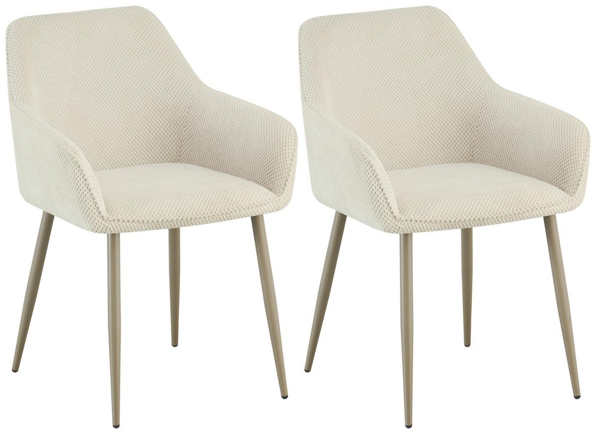 Armlehnstuhl Cora Webstoff Beige, B: 56 Cm - Beige, KONVENTIONELL, Textil/Metall (56/81/61cm) - MID.YOU