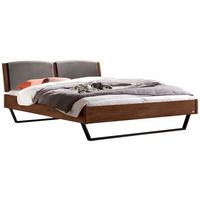 Bett Marola Nussbaumfarben 140x200 Cm - Dunkelgrau/Anthrazit, MODERN, Holz/Textil (140/200cm) - Hasena