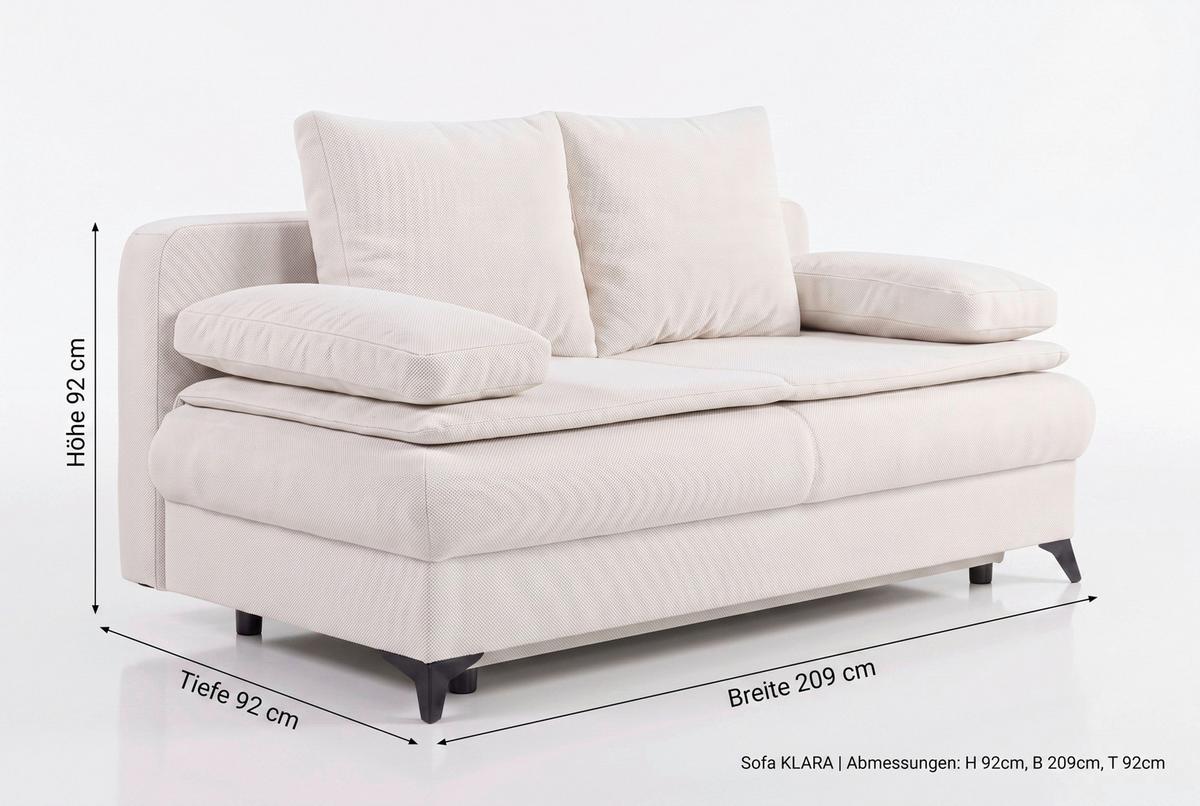 Rozkladacia pohovka KEN, krémová - čierna/krémová, Konventionell, kompozitné drevo/textil (209/105cm) - Based