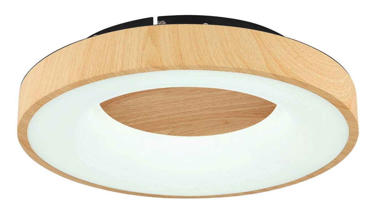 LED-Deckenleuchte Ø 40 cm mit Farbtemperaturwechsler - Opal/Schwarz, Natur, Kunststoff/Metall (40/10cm) - Globo