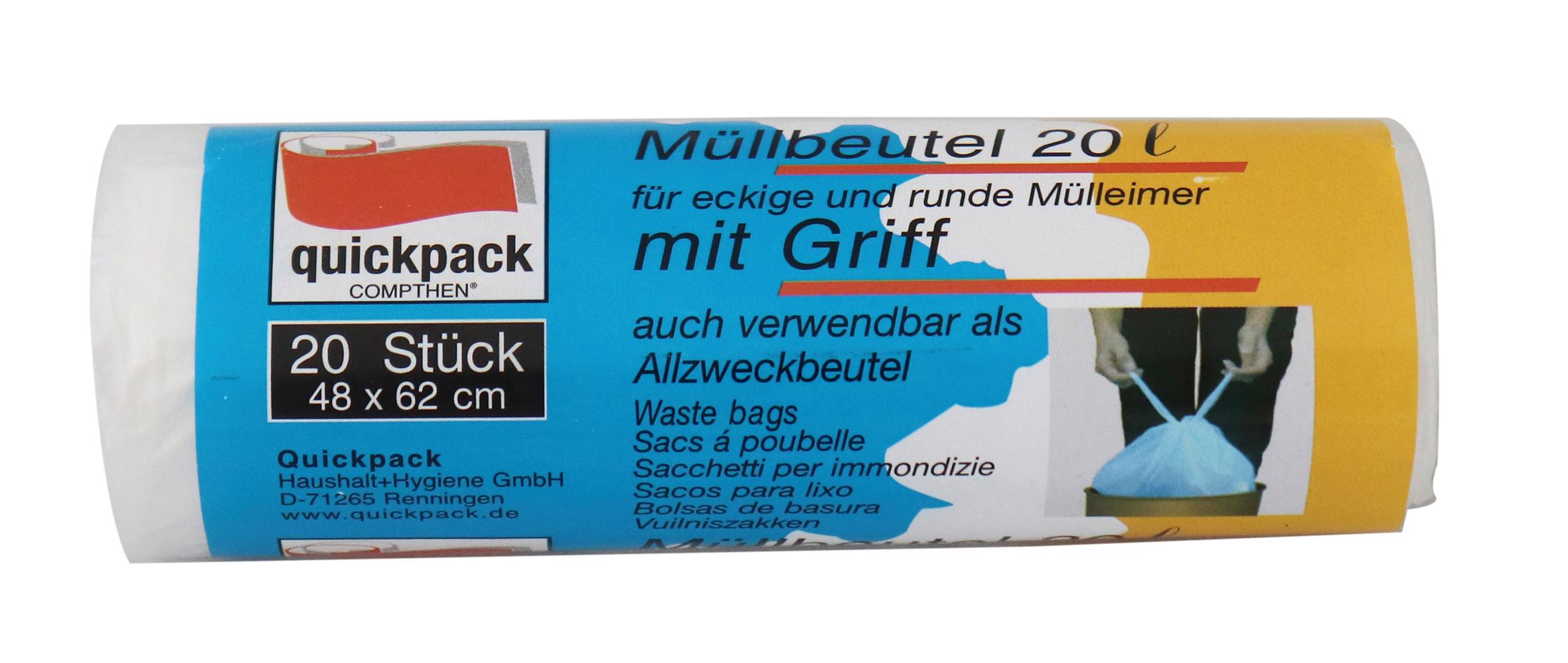 Müllbeutel Sam, 20 Liter Sam - Transparent, KONVENTIONELL, Kunststoff - Quick Pack
