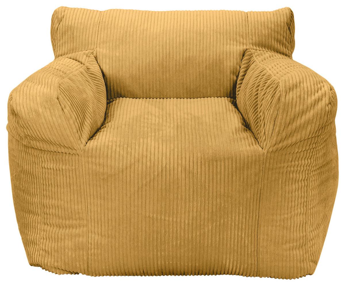 Sitzsack Rivo Cord gelb, Indoor, B: 110cm - Gelb, Basics, Textil (110/75/100cm)