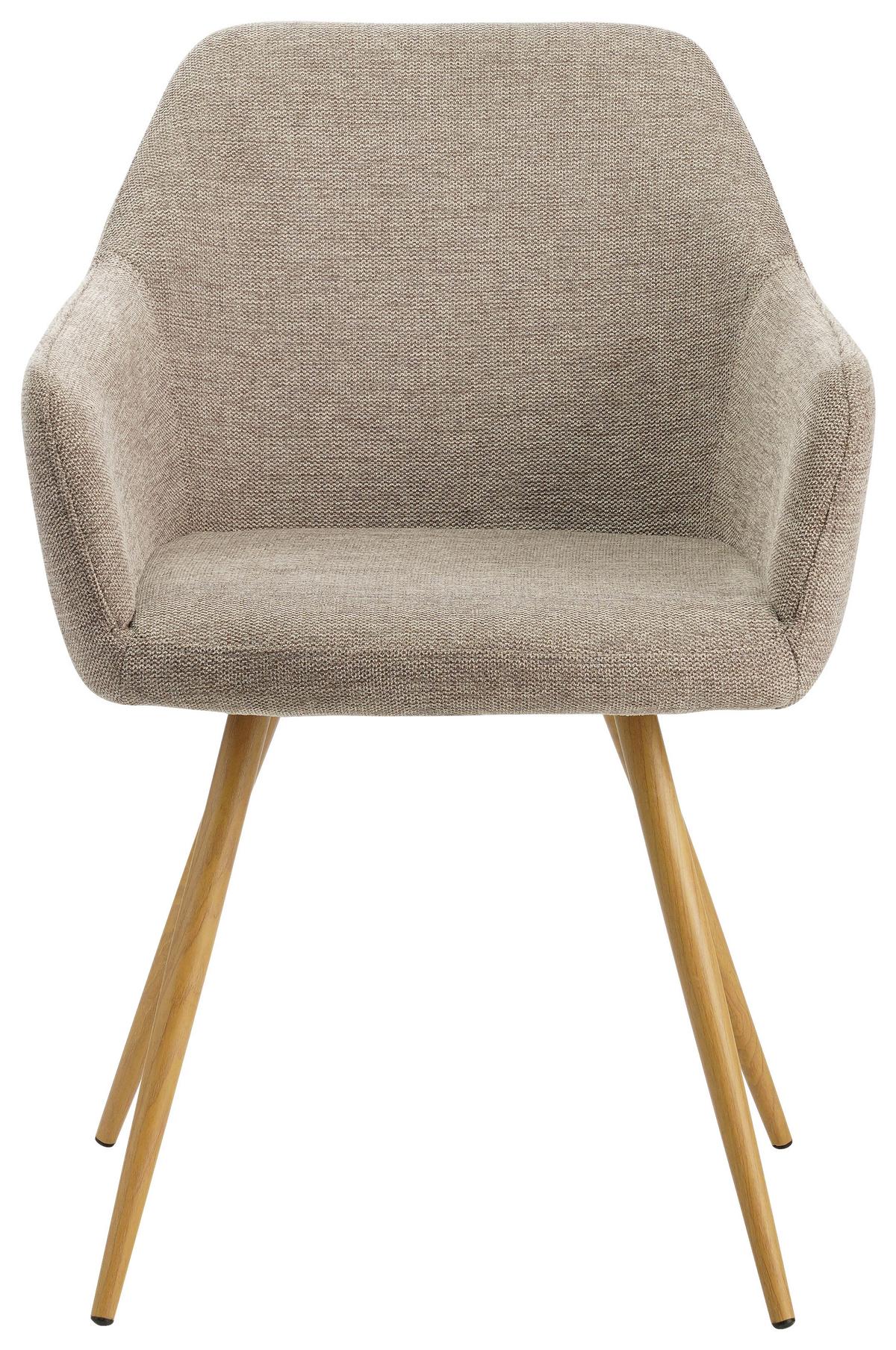 Armlehnstuhl Melinda Grau Gepolstert - Beige/Naturfarben, MODERN, Textil/Metall (56/81,5/63cm) - MID.YOU