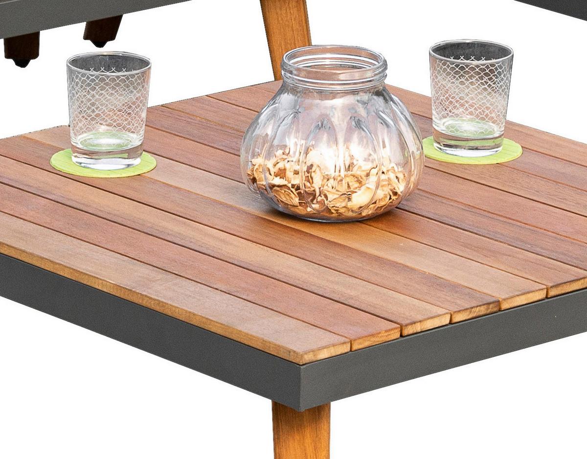 Loungegarnitur Attika Akazie Echtholz Mit Kissen - Graphitfarben/Braun, KONVENTIONELL, Holz/Textil (211/28/152,5cm) - Gardenson