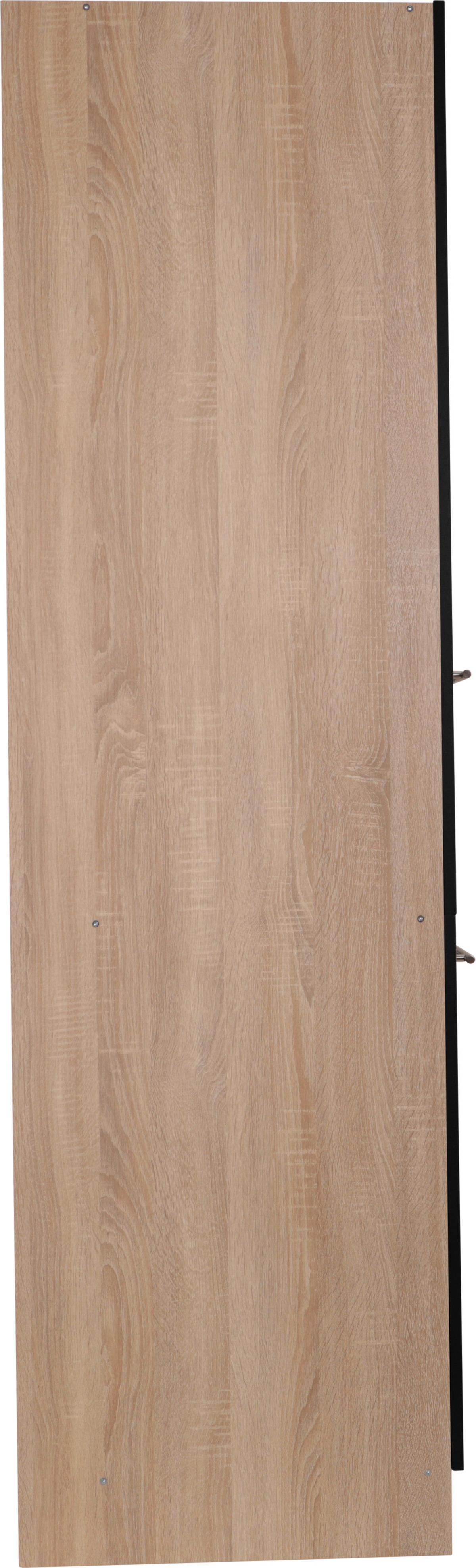 Apothekerschrank Merle Schwarz, Eiche Dekor B: 30cm - Eichefarben/Schwarz, Basics, Holzwerkstoff (30/200/60cm) - Respekta