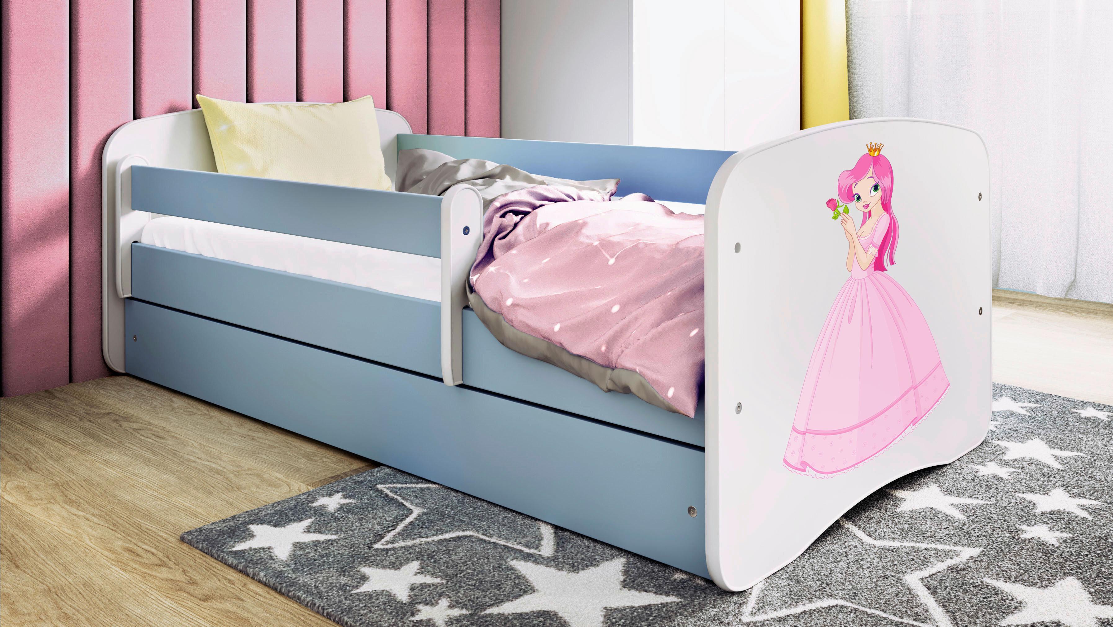 Kinder-/Juniorbett Babydreams inkl. Matratze 80x160 - Blau/Birkefarben, MODERN, Holz/Holzwerkstoff (80/160cm) - MID.YOU