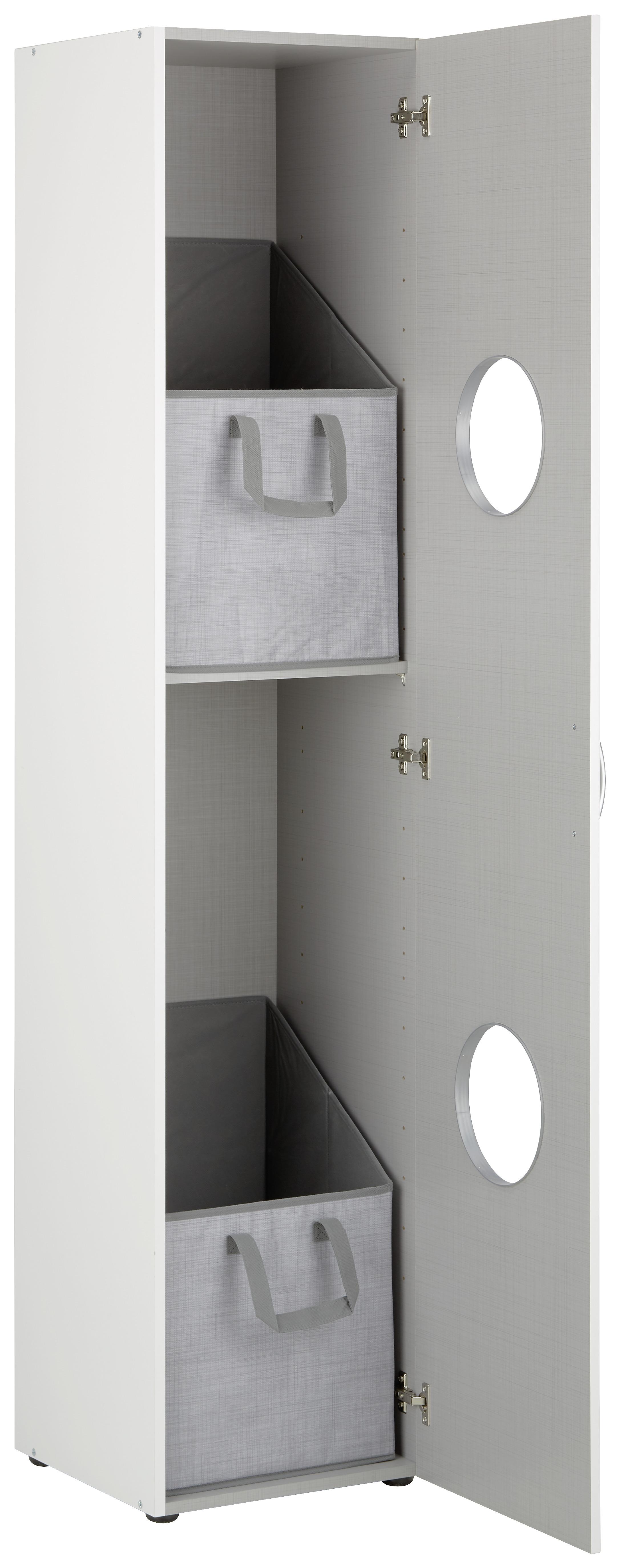 Skříň Mrk - bílá/barvy hliníku, Konvenční, kompozitní dřevo/plast (40/185cm) - Modern Living
