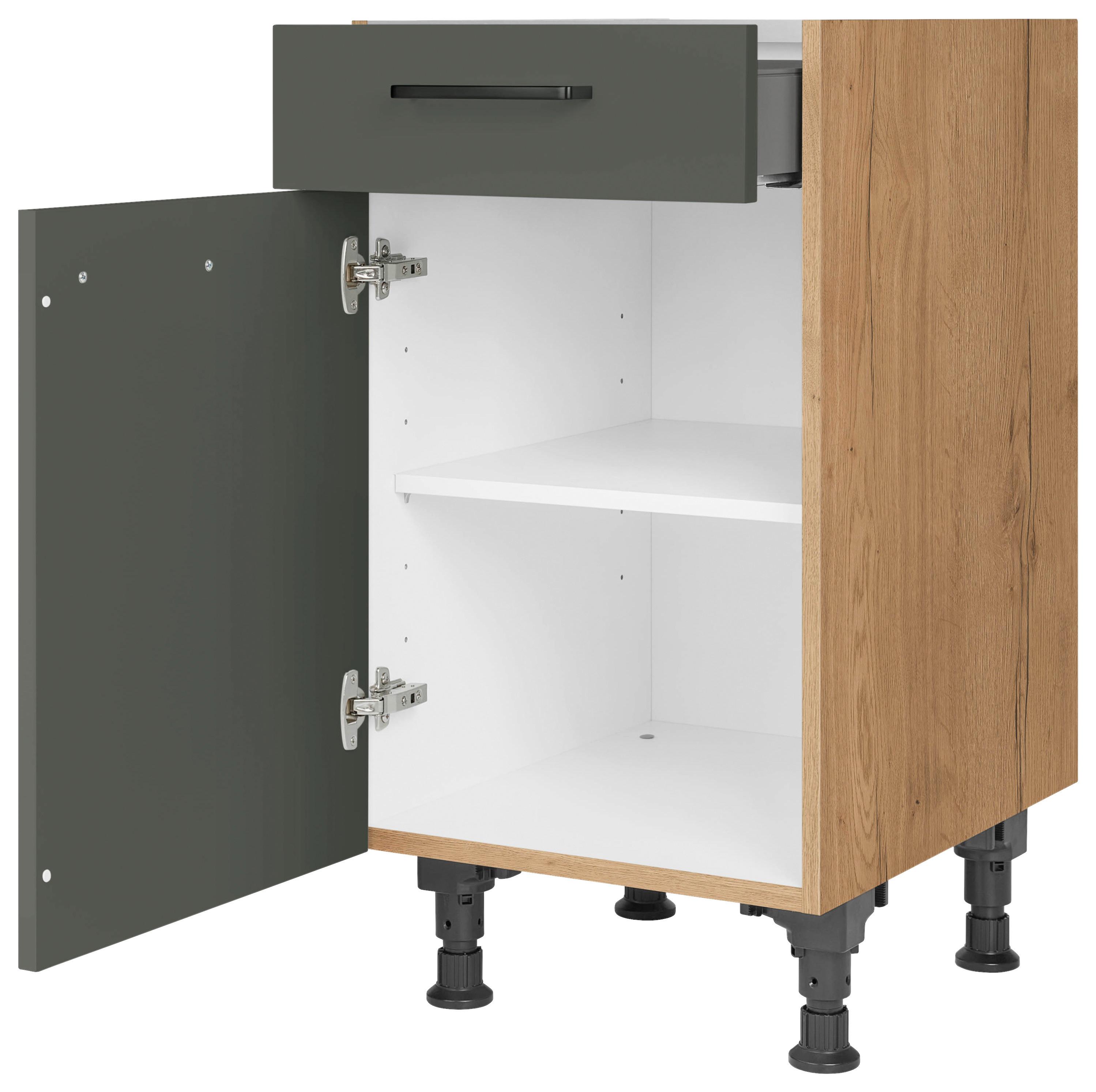 Schubkastenunterschrank Easytouch - Eichefarben/Grün, MODERN, Holzwerkstoff (45/87/56cm) - Nobilia